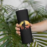 Bigfoot Pilgrim Turkey Pumpkin Thanksgiving Day Skinny Tumbler - Wonder Print Shop