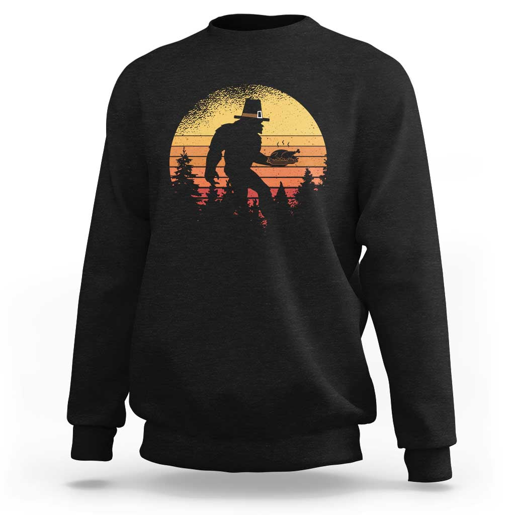 Bigfoot Pilgrim Turkey Pumpkin Thanksgiving Day Sweatshirt - Wonder Print Shop