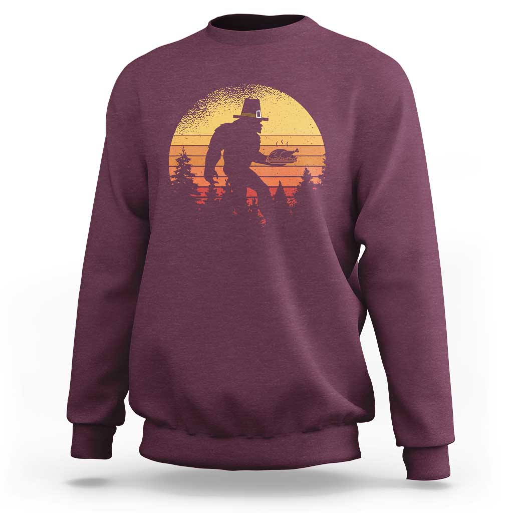 Bigfoot Pilgrim Turkey Pumpkin Thanksgiving Day Sweatshirt - Wonder Print Shop