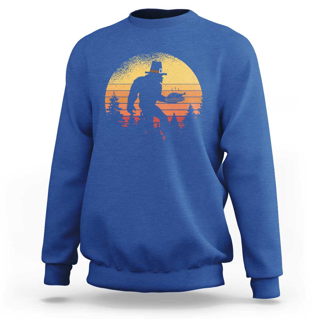 Bigfoot Pilgrim Turkey Pumpkin Thanksgiving Day Sweatshirt - Wonder Print Shop