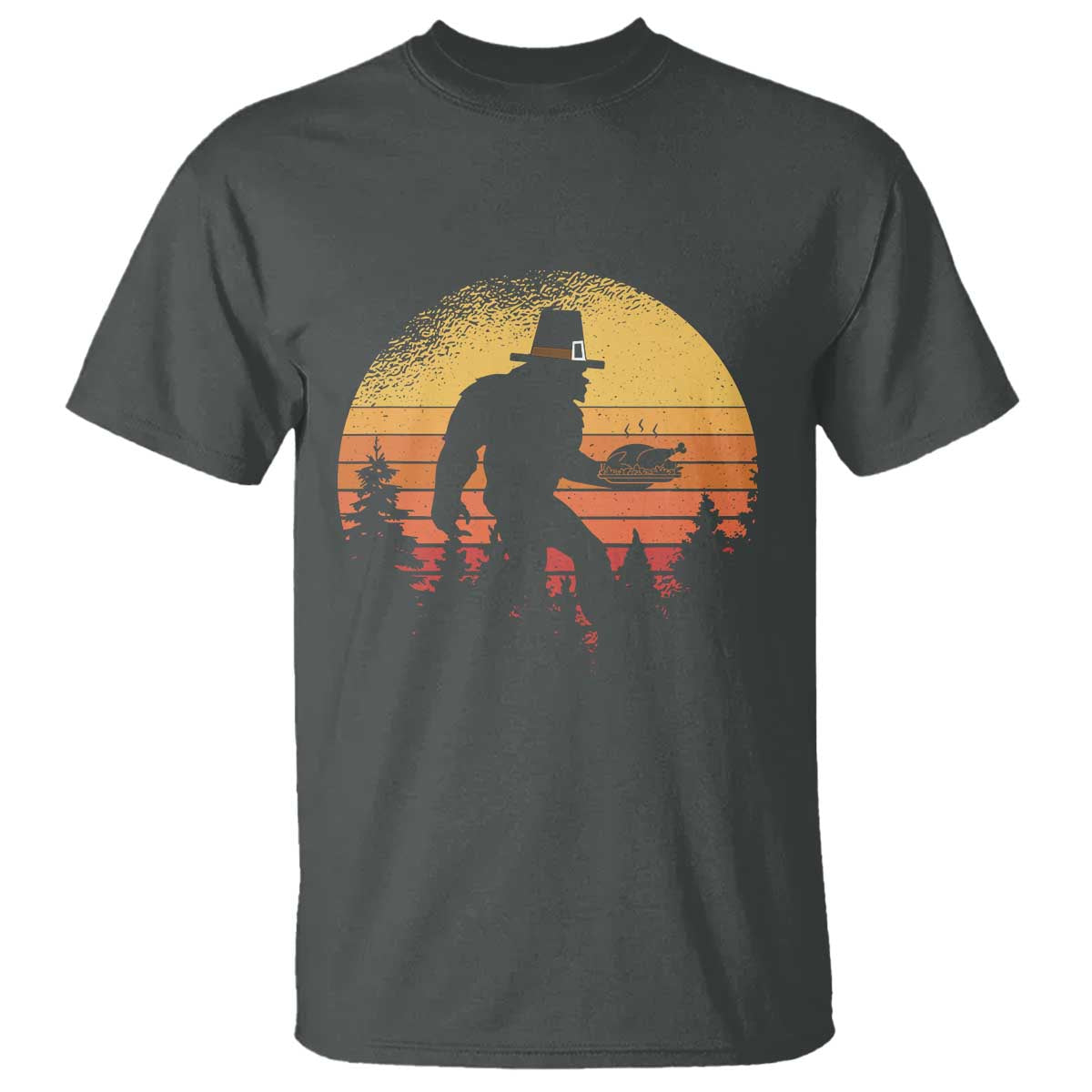 Bigfoot Pilgrim Turkey Pumpkin Thanksgiving Day T Shirt - Wonder Print Shop