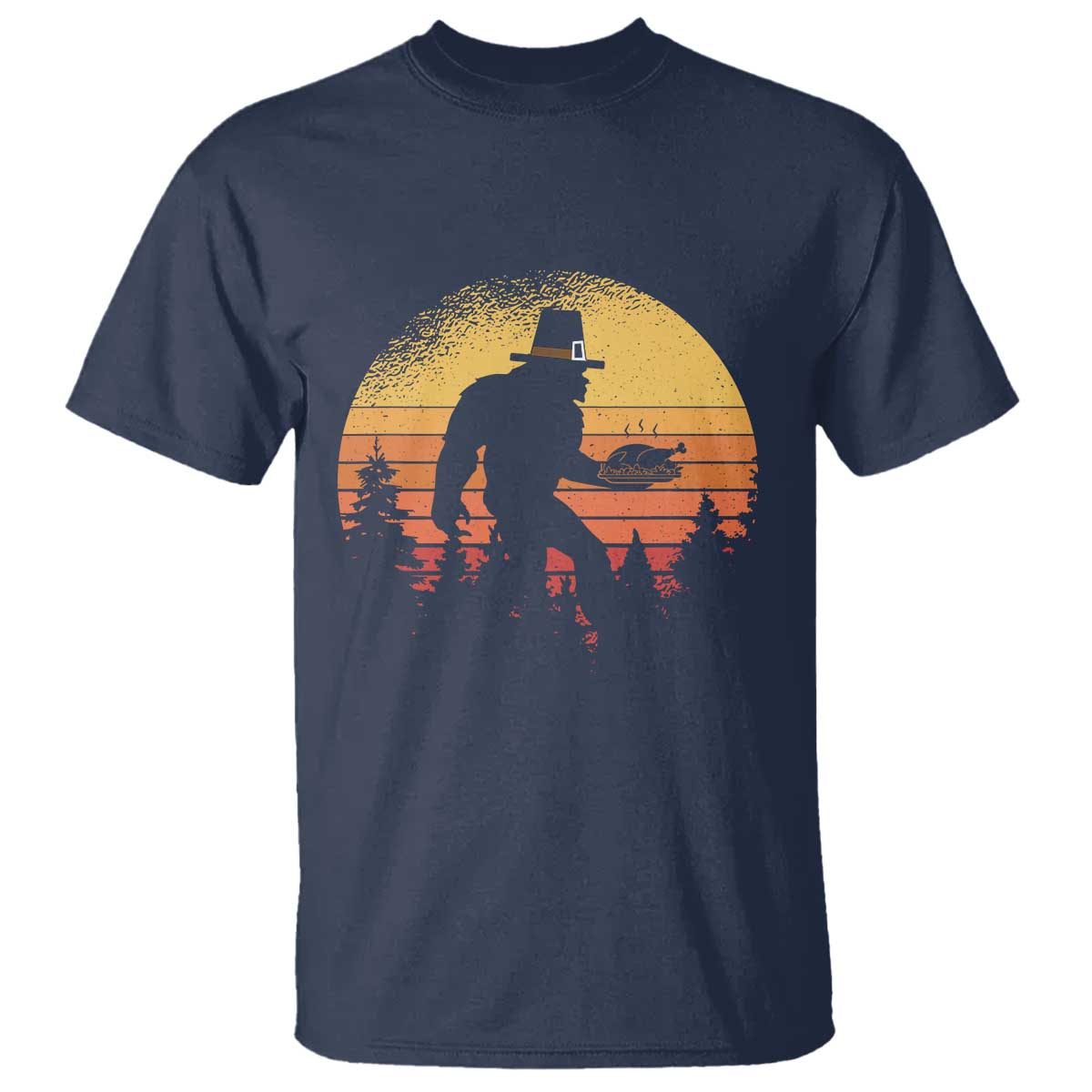 Bigfoot Pilgrim Turkey Pumpkin Thanksgiving Day T Shirt - Wonder Print Shop