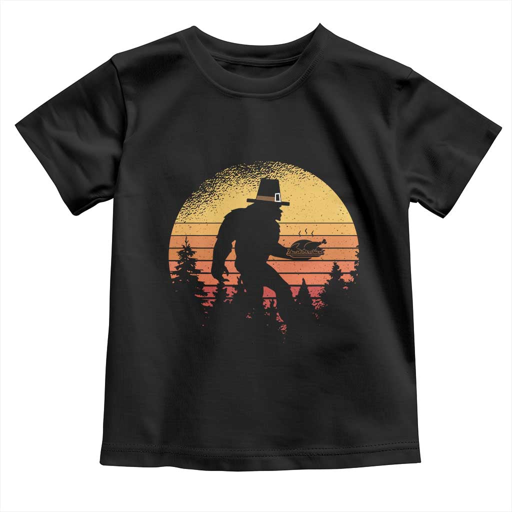 Bigfoot Pilgrim Turkey Pumpkin Thanksgiving Day Toddler T Shirt - Wonder Print Shop
