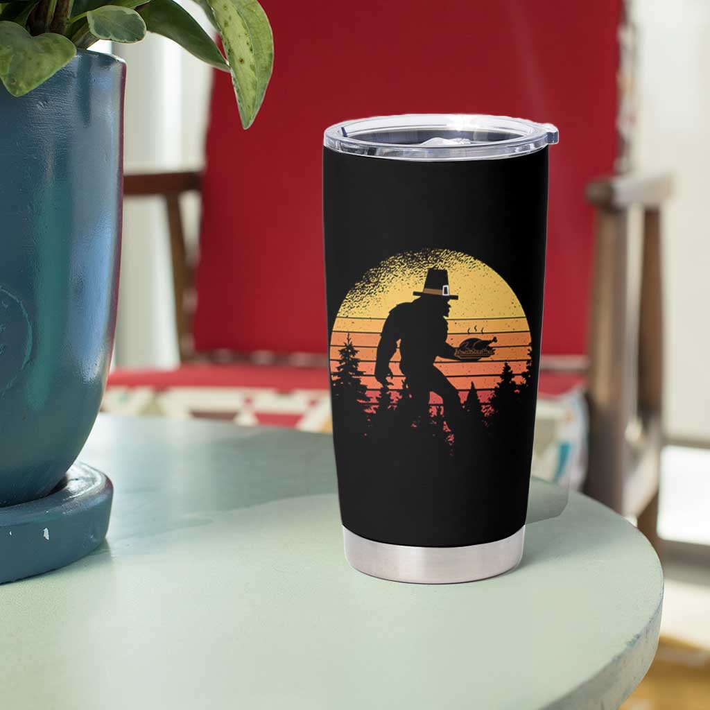 Bigfoot Pilgrim Turkey Pumpkin Thanksgiving Day Tumbler Cup - Wonder Print Shop