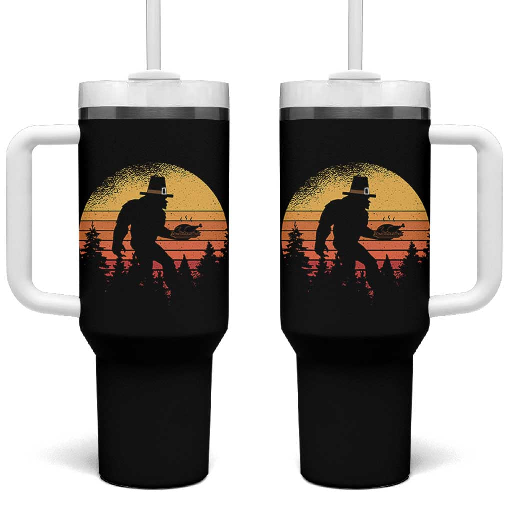 Bigfoot Pilgrim Turkey Pumpkin Thanksgiving Day Tumbler With Handle - Wonder Print Shop