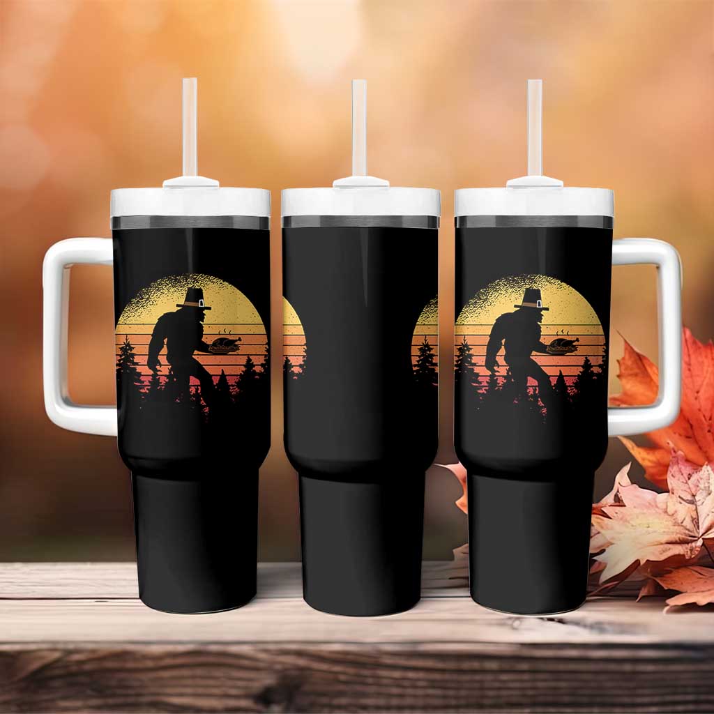 Bigfoot Pilgrim Turkey Pumpkin Thanksgiving Day Tumbler With Handle - Wonder Print Shop