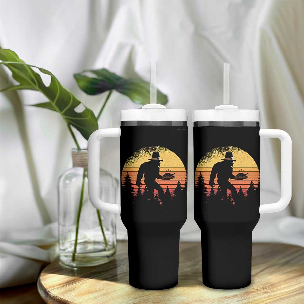 Bigfoot Pilgrim Turkey Pumpkin Thanksgiving Day Tumbler With Handle - Wonder Print Shop