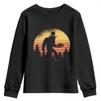 Bigfoot Pilgrim Turkey Pumpkin Thanksgiving Day Youth Sweatshirt - Wonder Print Shop