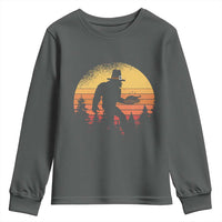 Bigfoot Pilgrim Turkey Pumpkin Thanksgiving Day Youth Sweatshirt - Wonder Print Shop