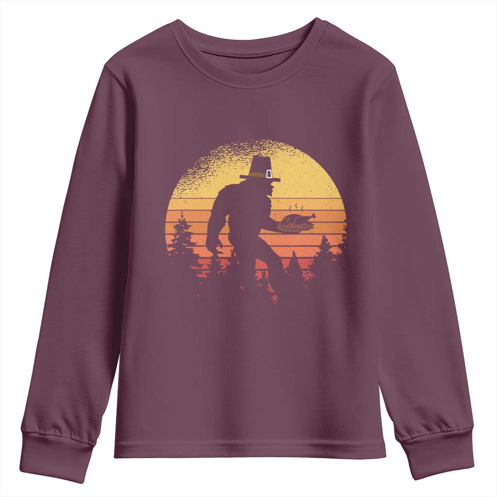 Bigfoot Pilgrim Turkey Pumpkin Thanksgiving Day Youth Sweatshirt - Wonder Print Shop