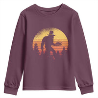 Bigfoot Pilgrim Turkey Pumpkin Thanksgiving Day Youth Sweatshirt - Wonder Print Shop
