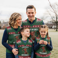 Funny I Came In Like A Butterball V-Neck Knit Sweater Vest Thanksgiving Dabbing Turkey - Wonder Print Shop