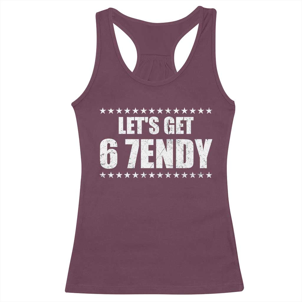 Lets Get Sendy 67 Six Seven Meme Alpha Slang Star Racerback Tank Top - Wonder Print Shop