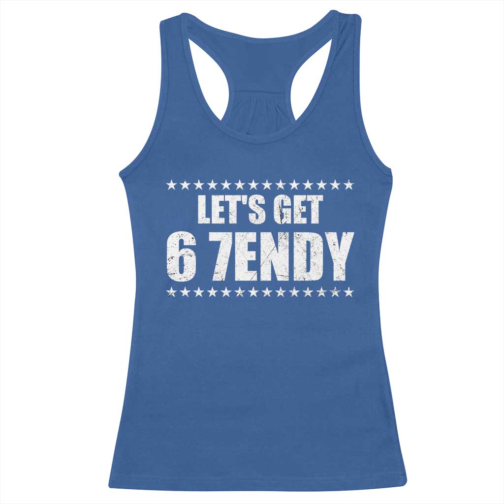 Lets Get Sendy 67 Six Seven Meme Alpha Slang Star Racerback Tank Top - Wonder Print Shop
