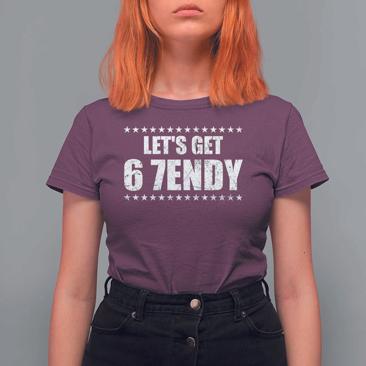 Lets Get Sendy 67 Six Seven Meme Alpha Slang Star T Shirt For Women - Wonder Print Shop