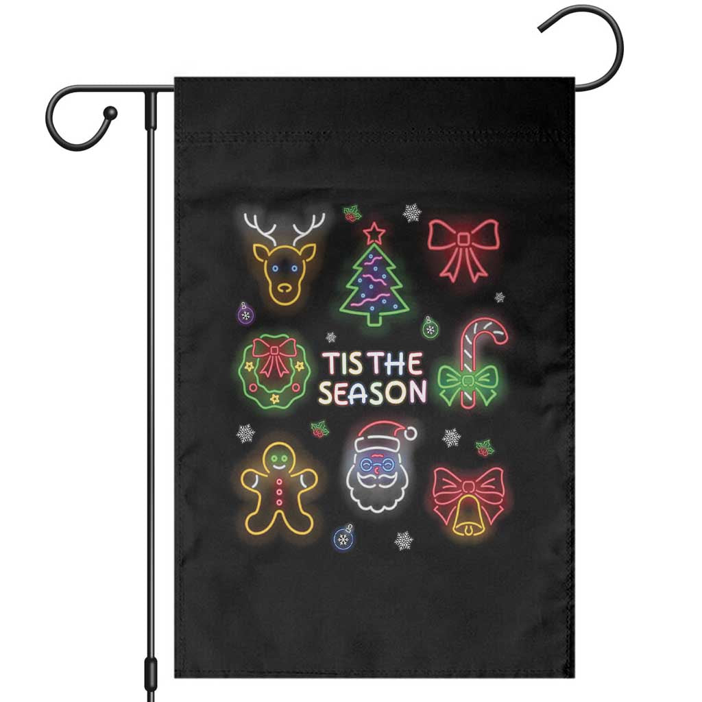 Funny Christmas Garden Flag Tis The Season Neon Lights Santa Gingerbread - Wonder Print Shop