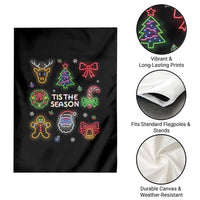Funny Christmas Garden Flag Tis The Season Neon Lights Santa Gingerbread - Wonder Print Shop