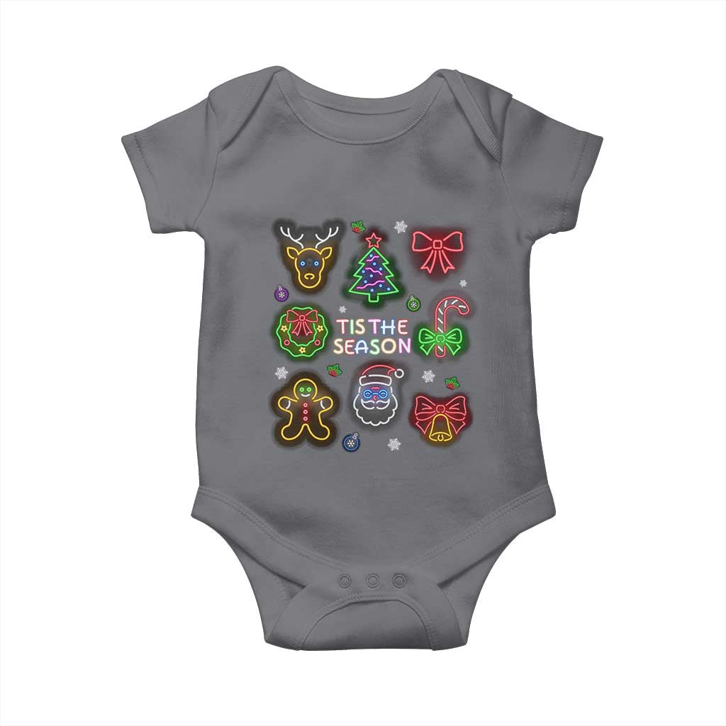 Funny Christmas Baby Onesie Tis The Season Neon Lights Santa Gingerbread