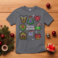 Funny Christmas T Shirt Tis The Season Neon Lights Santa Gingerbread - Wonder Print Shop