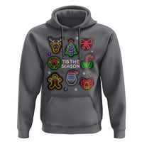 Funny Christmas Hoodie Tis The Season Neon Lights Santa Gingerbread