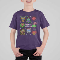 Funny Christmas T Shirt For Kid Tis The Season Neon Lights Santa Gingerbread - Wonder Print Shop