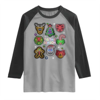 Funny Christmas Raglan Shirt Tis The Season Neon Lights Santa Gingerbread - Wonder Print Shop