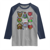 Funny Christmas Raglan Shirt Tis The Season Neon Lights Santa Gingerbread - Wonder Print Shop