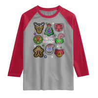Funny Christmas Raglan Shirt Tis The Season Neon Lights Santa Gingerbread - Wonder Print Shop