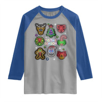 Funny Christmas Raglan Shirt Tis The Season Neon Lights Santa Gingerbread - Wonder Print Shop