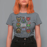 Funny Christmas T Shirt For Women Tis The Season Neon Lights Santa Gingerbread - Wonder Print Shop