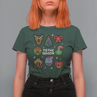 Funny Christmas T Shirt For Women Tis The Season Neon Lights Santa Gingerbread - Wonder Print Shop