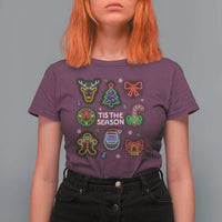 Funny Christmas T Shirt For Women Tis The Season Neon Lights Santa Gingerbread - Wonder Print Shop