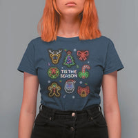 Funny Christmas T Shirt For Women Tis The Season Neon Lights Santa Gingerbread - Wonder Print Shop