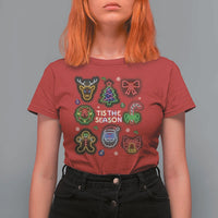 Funny Christmas T Shirt For Women Tis The Season Neon Lights Santa Gingerbread - Wonder Print Shop