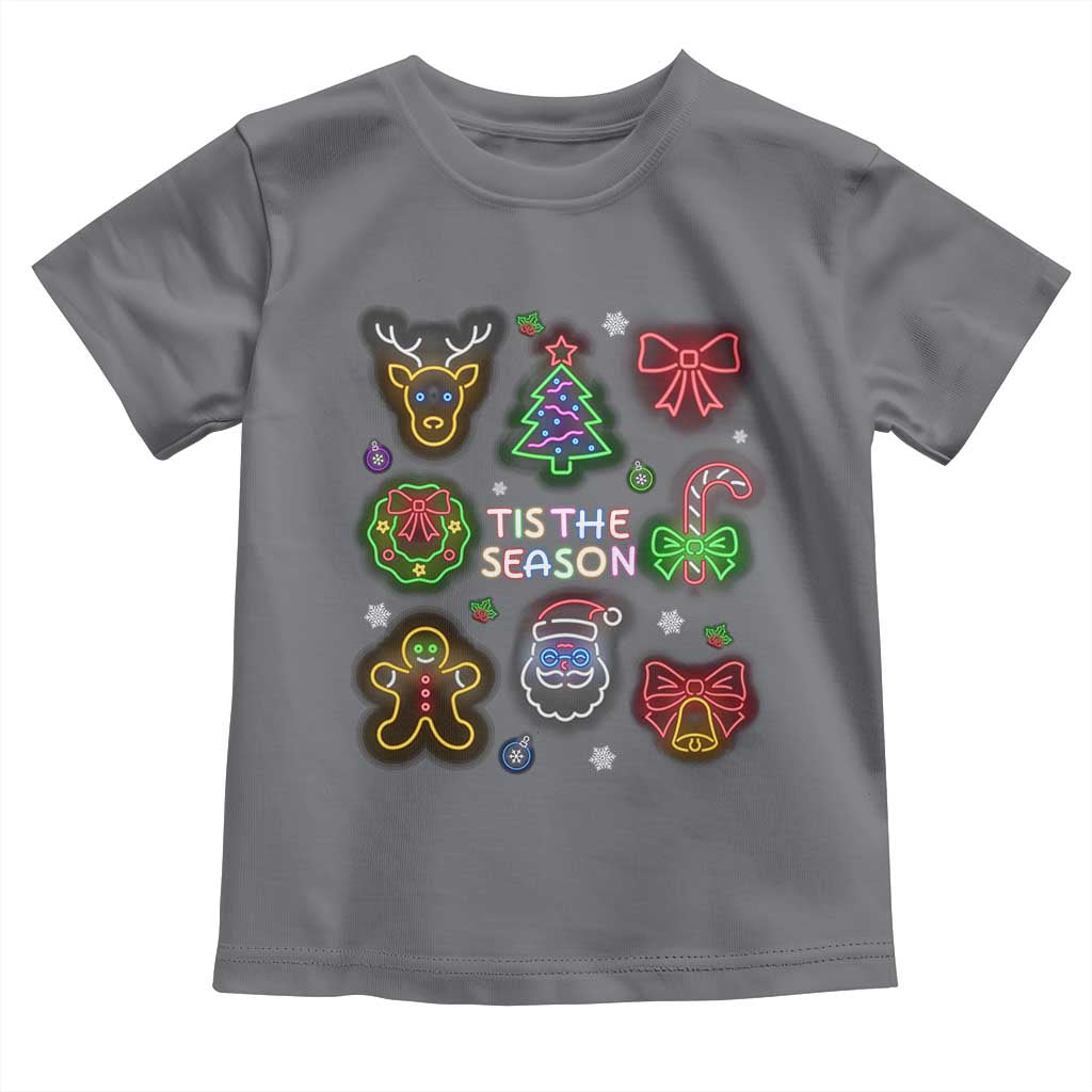 Funny Christmas Toddler T Shirt Tis The Season Neon Lights Santa Gingerbread