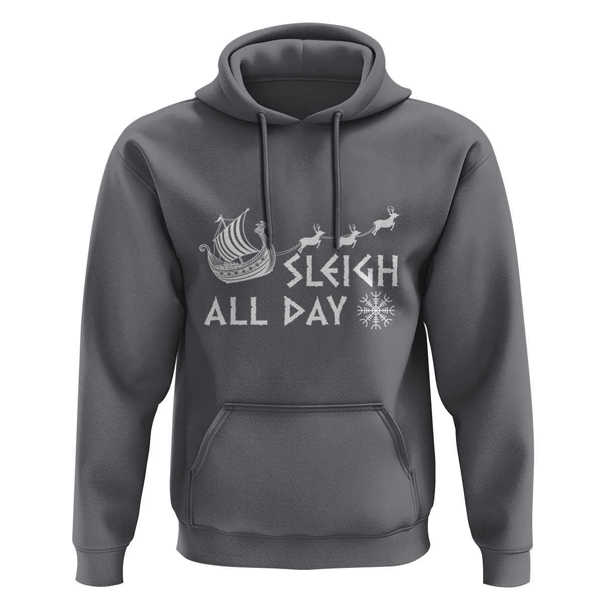 Christmas Viking Hoodie Sleigh All Day Reindeers Longships