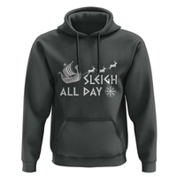 Christmas Viking Hoodie Sleigh All Day Reindeers Longships