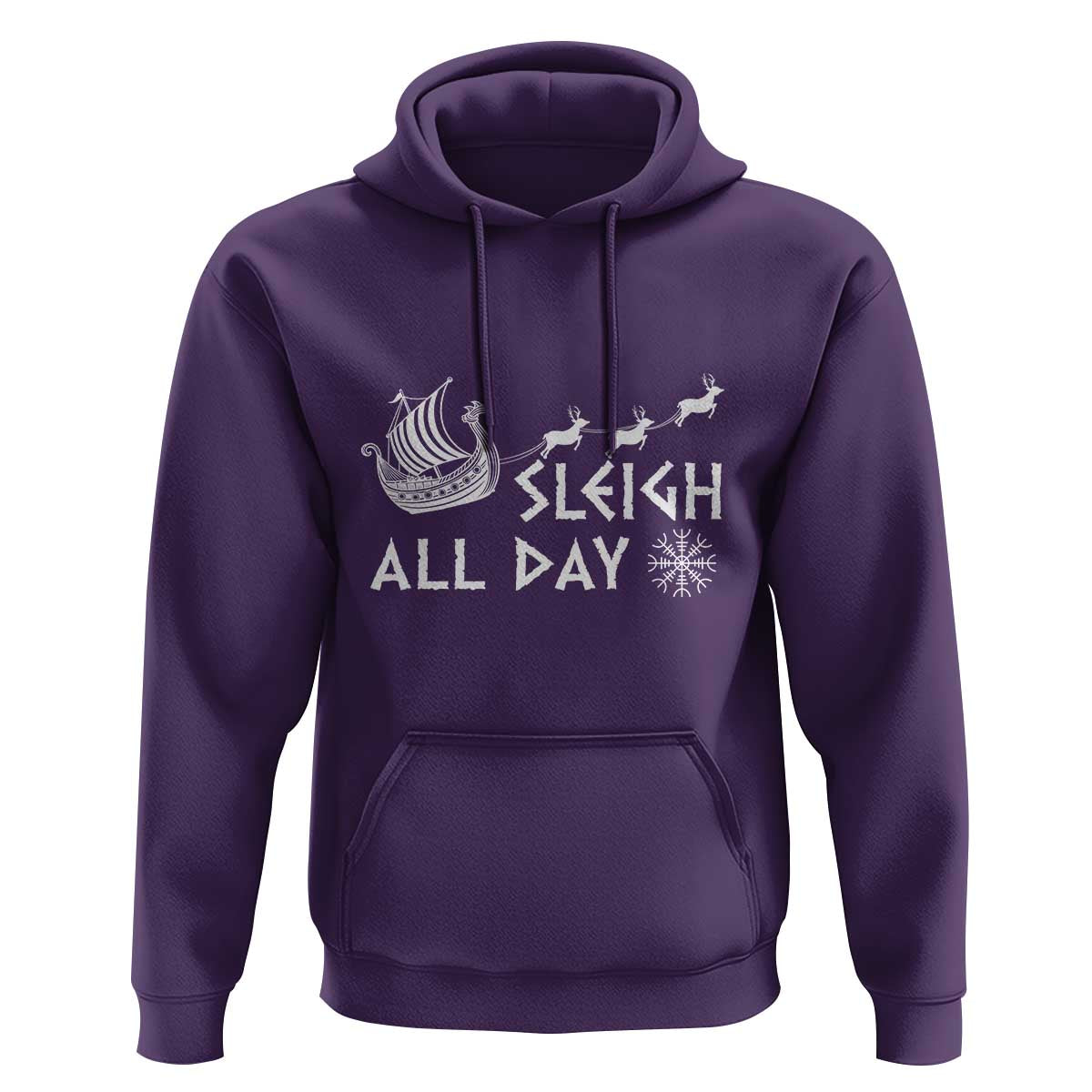 Christmas Viking Hoodie Sleigh All Day Reindeers Longships