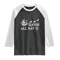 Christmas Viking Raglan Shirt Sleigh All Day Reindeers Longships - Wonder Print Shop