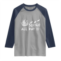 Christmas Viking Raglan Shirt Sleigh All Day Reindeers Longships - Wonder Print Shop