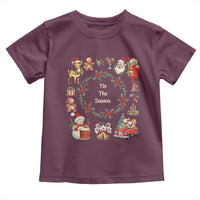Retro Vintage Christmas Toddler T Shirt Tis The Season Santa Hat Xmas Wrealth