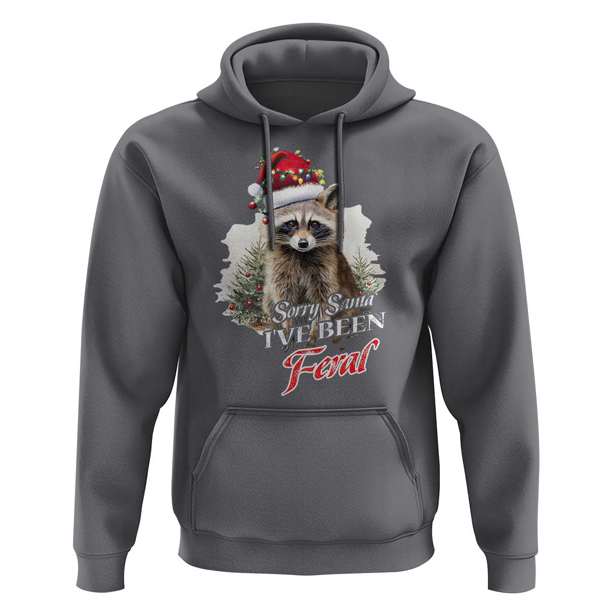 Funny Christmas Racoon Hoodie Sorry Santa I've Been Feral Trash Panda