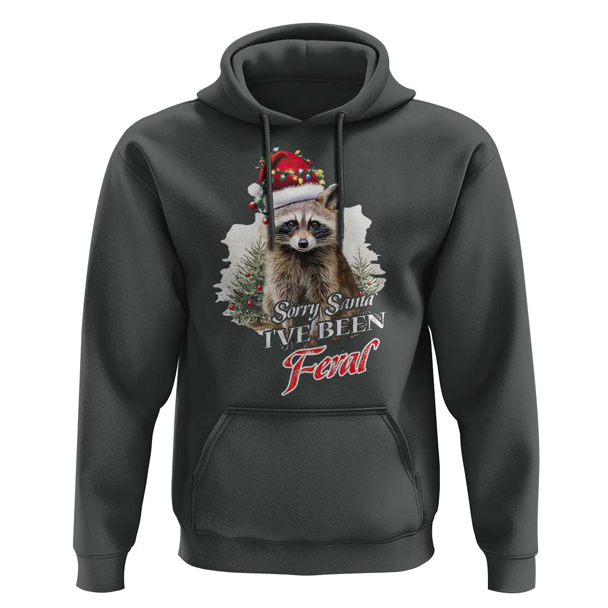 Funny Christmas Racoon Hoodie Sorry Santa I've Been Feral Trash Panda