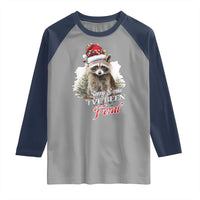 Funny Christmas Racoon Raglan Shirt Sorry Santa I've Been Feral Trash Panda - Wonder Print Shop