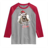 Funny Christmas Racoon Raglan Shirt Sorry Santa I've Been Feral Trash Panda - Wonder Print Shop