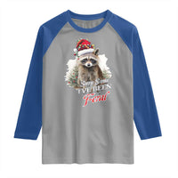 Funny Christmas Racoon Raglan Shirt Sorry Santa I've Been Feral Trash Panda - Wonder Print Shop