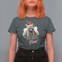 Funny Christmas Racoon T Shirt For Women Sorry Santa I've Been Feral Trash Panda - Wonder Print Shop