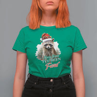 Funny Christmas Racoon T Shirt For Women Sorry Santa I've Been Feral Trash Panda - Wonder Print Shop
