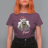 Funny Christmas Racoon T Shirt For Women Sorry Santa I've Been Feral Trash Panda - Wonder Print Shop