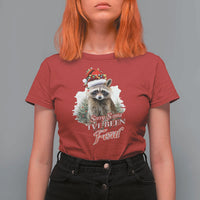 Funny Christmas Racoon T Shirt For Women Sorry Santa I've Been Feral Trash Panda - Wonder Print Shop